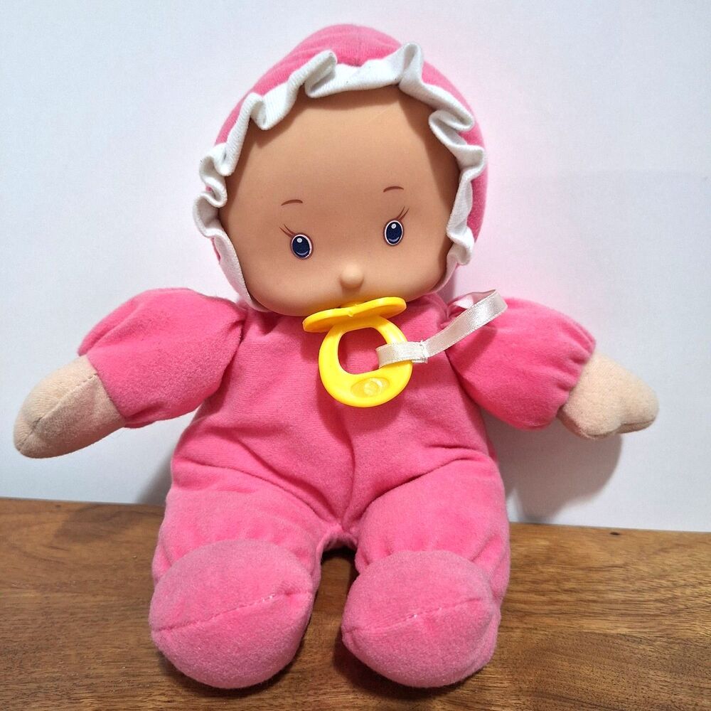 H.K City Toys Pink Plush Baby Girl‎ Doll Pacifier Soft Vinyl Face 10"